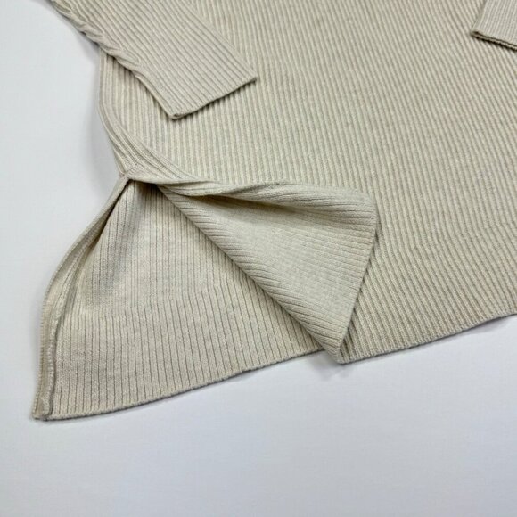 Wrap London Wool Blend Asymmetrical Hem Sweater Size 6 Ivory V Neck - Picture 5 of 10